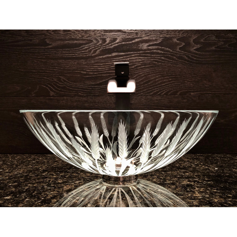 Elegant Glass Engraving Studio 16.5'' Clear Glass Circular Vessel